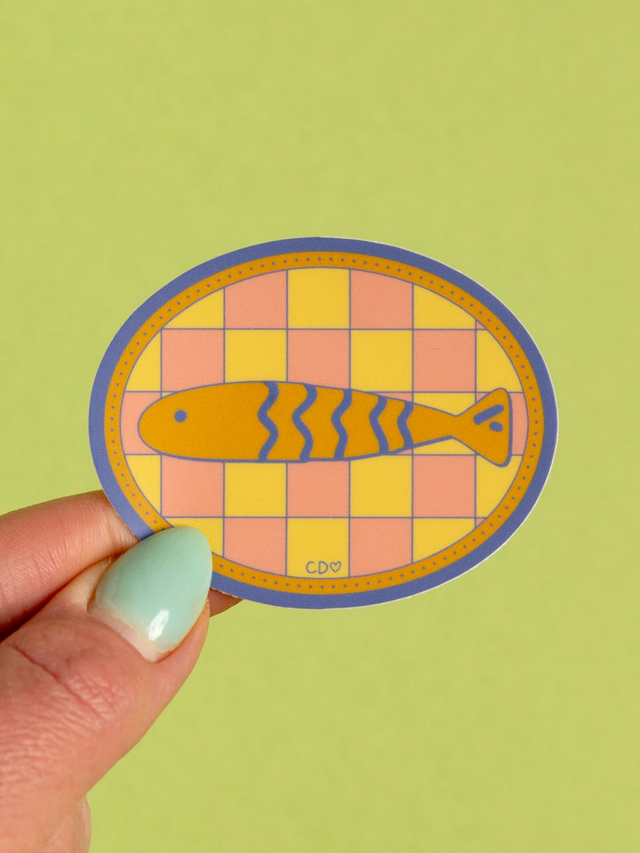 Fish Checkerboard Coastal Decal Sticker, 1 of 1