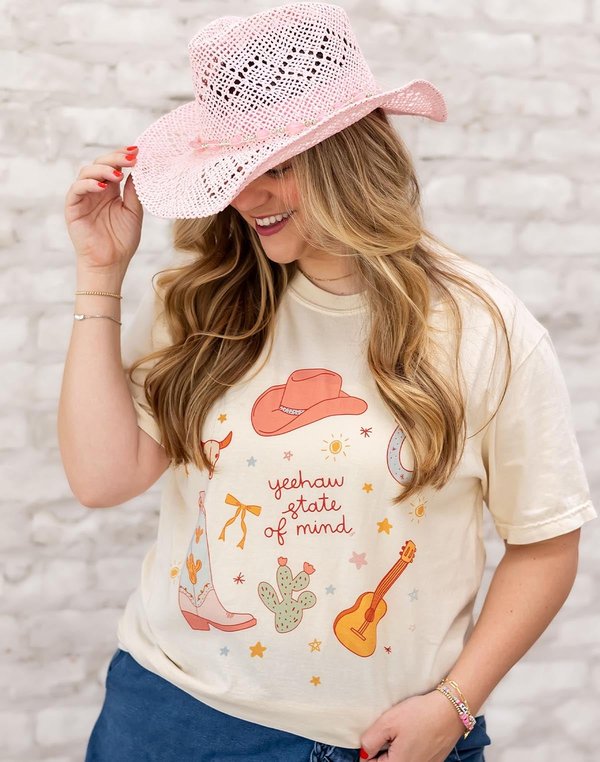 Yeehaw State Of Mind Western Tee - Ivory, 1 of 4