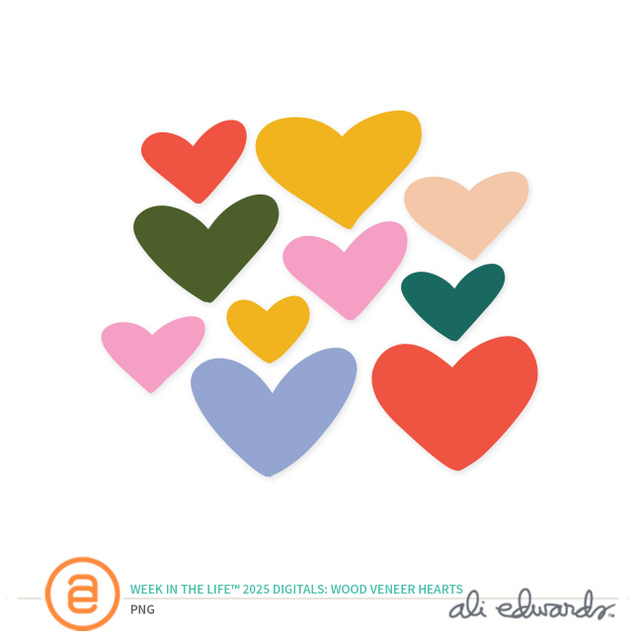 Week In The Life™ 2025 Digital Wood Veneer Hearts , 1 of 1