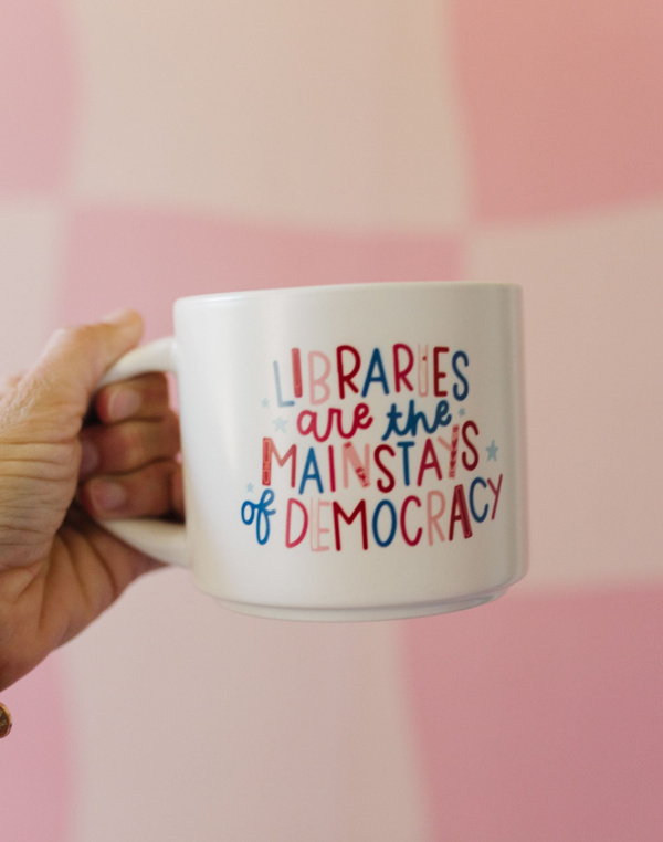 Libraries Are The Mainstays Of Democracy Large Ceramic Mug, 2 of 3