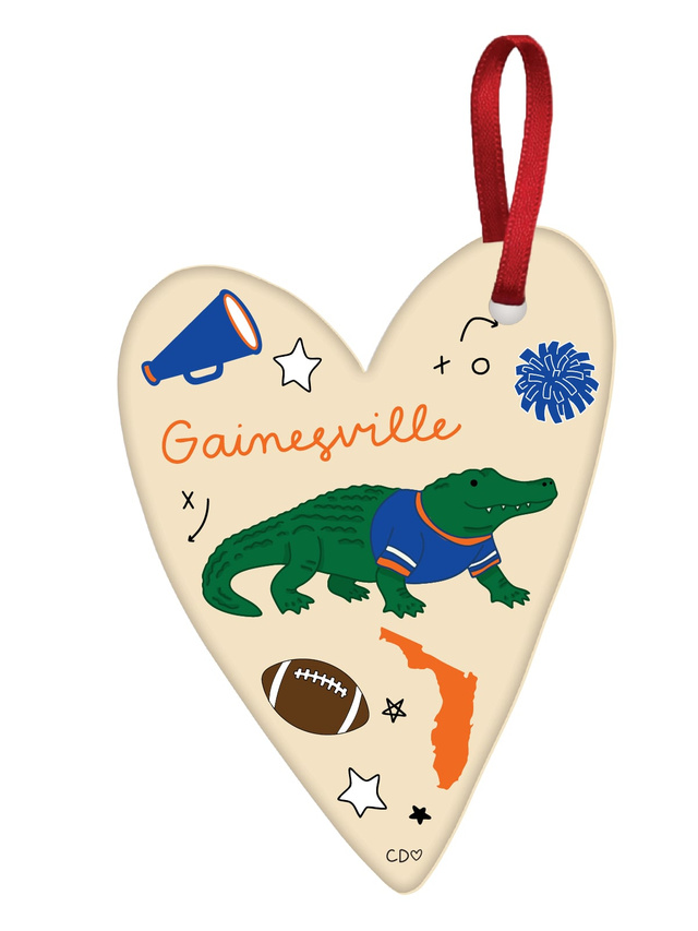Gainesville Football Game Day Ceramic Christmas Ornament, 1 of 2