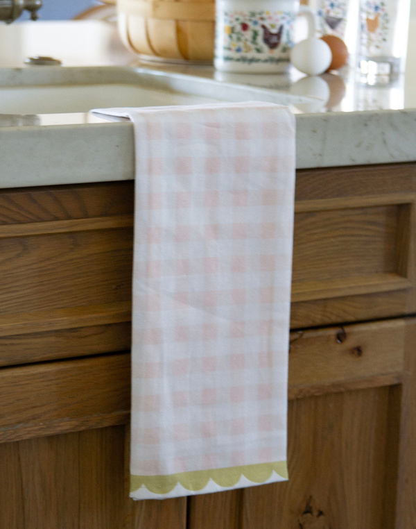 Blush Gingham Scalloped Tea Towel, 2 of 5
