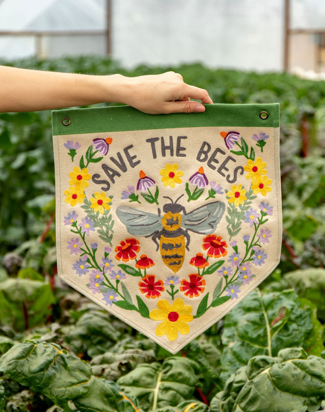 Save The Bees Embroidered Canvas Banner, 2 of 6
