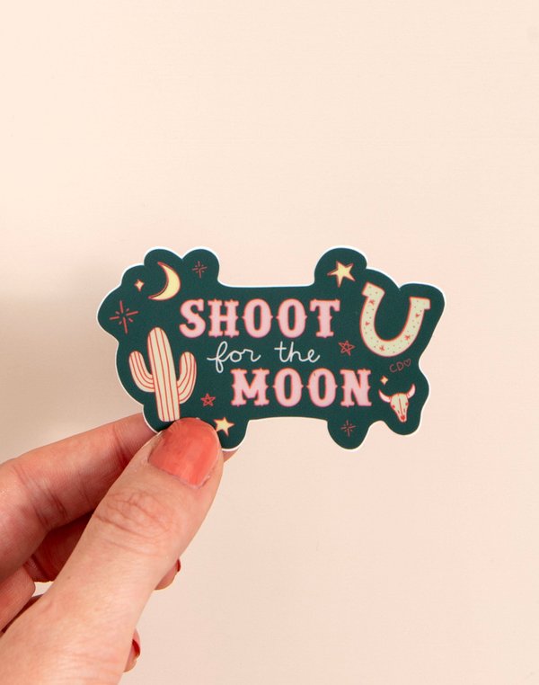 Shoot For The Moon Western Decal Sticker, 1 of 2