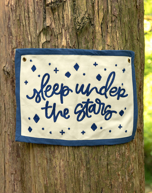 Sleep Under The Stars Embroidered Canvas Banner, 2 of 4