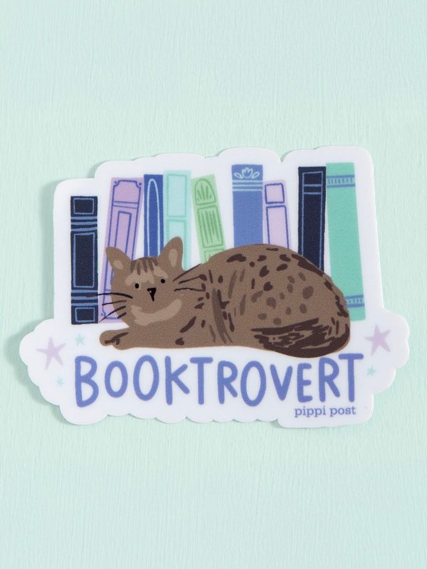 Booktrovert Books & Cat Decal Sticker, 2 of 4