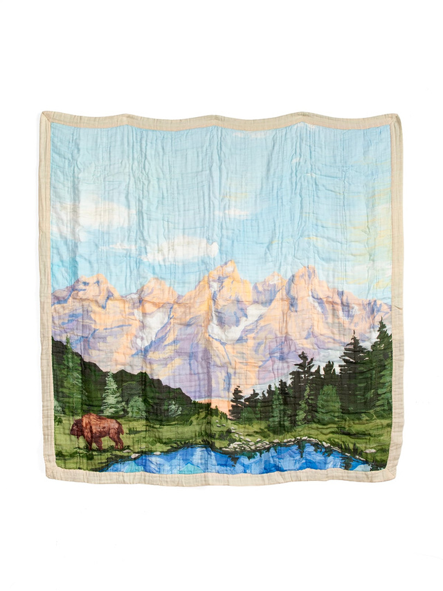Grand Teton National Park Reversible Landscape Baby Quilt, 1 of 3