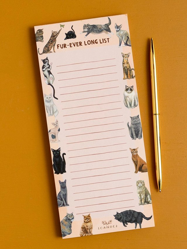 Fur-Ever Long List Cats 4×9 To Do Notepad, 1 of 3