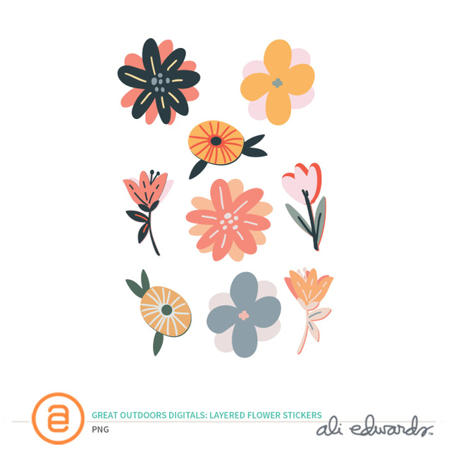 The Great Outdoors Digital Layered Flower Stickers, 1 of 1