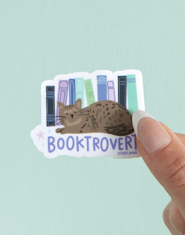 Booktrovert Books & Cat Decal Sticker, 3 of 4
