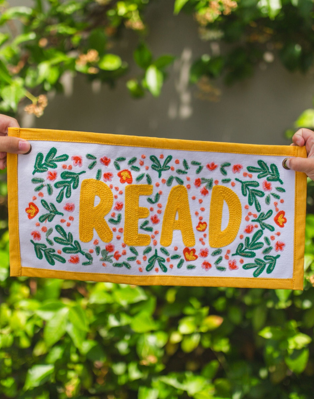 Read Embroidered Canvas Banner - Yellow, 2 of 4