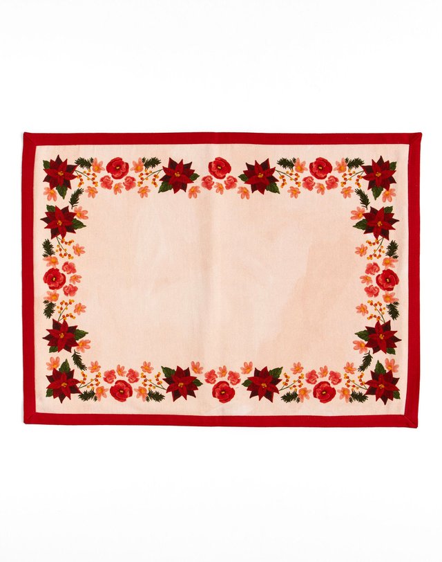 Yuletide Blooms Christmas Cloth Table Placemat Set, 2 of 4