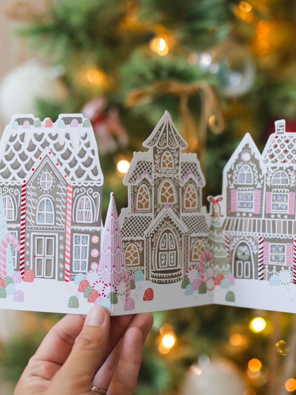 Gingerbread Village Accordion Christmas Greeting Card, 1 of 2