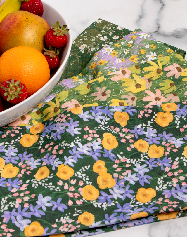 Painted Florals Kitchen Tea Towel Set, 2 of 5