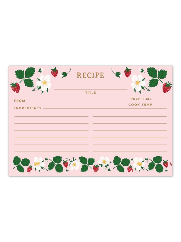 Strawberry Patch Recipe Cards - Set of 50, 1 of 2