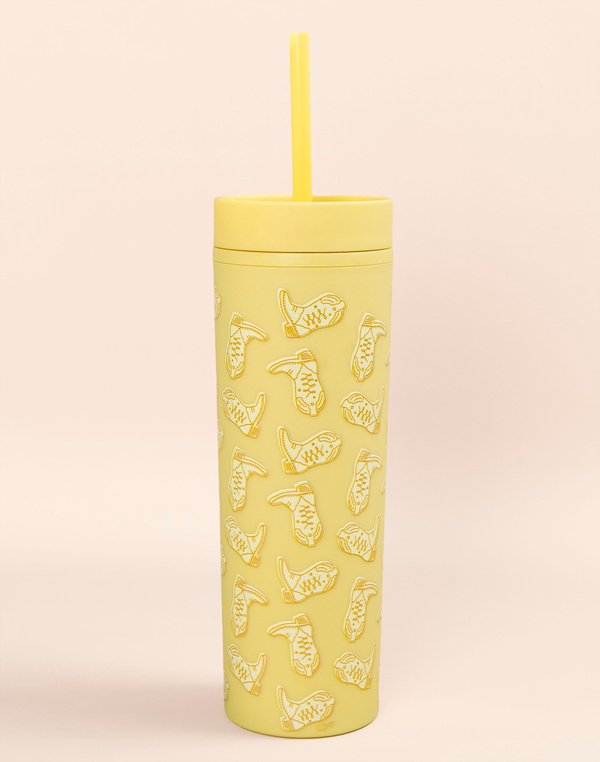 Western Cowgirl Boots Acrylic Tumbler - Yellow, 1 of 1