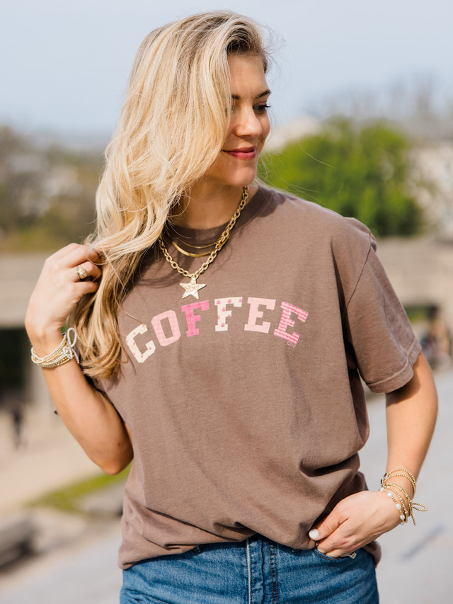 Coffee Quilted Letters Tee - Espresso, 2 of 4