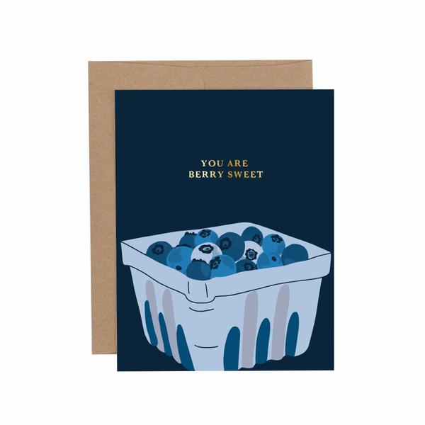 You Are Berry Sweet Blueberry Greeting Card, 1 of 1