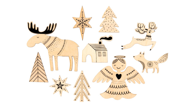 Winter Holiday Themed Painted Wood Veneer Pack, 1 of 2