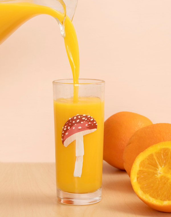 Red Cap Mushroom Tall Juice Glass, 1 of 2