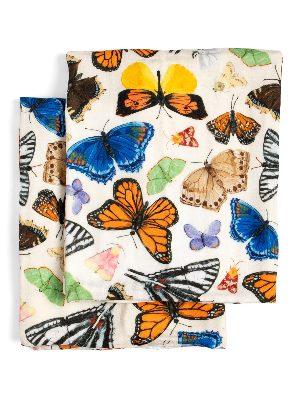 Flutter Friends Butterfly Baby Burp Cloths – Muslin Set of 2, 1 of 2