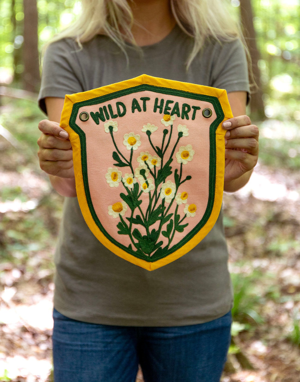 Wild At Heart Embroidered Canvas Banner, 1 of 6