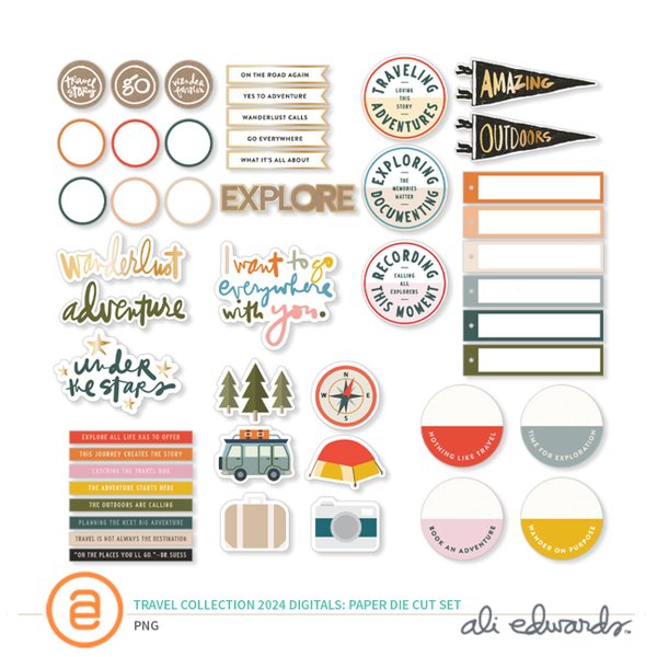 Travel Collection 2024 Digital Paper Die Cut Set, 1 of 1