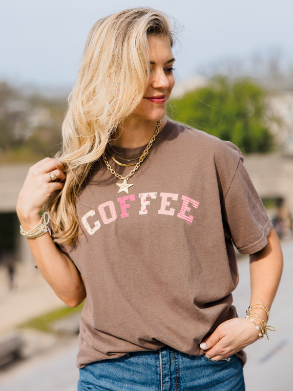 Coffee Quilted Letters Tee - Espresso, 2 of 4