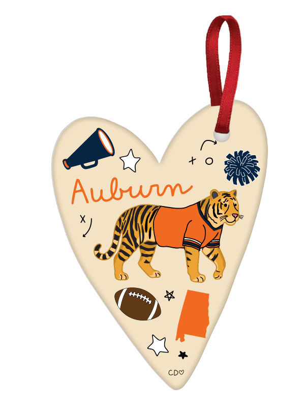 Auburn Football Game Day Ceramic Christmas Ornament, 1 of 2
