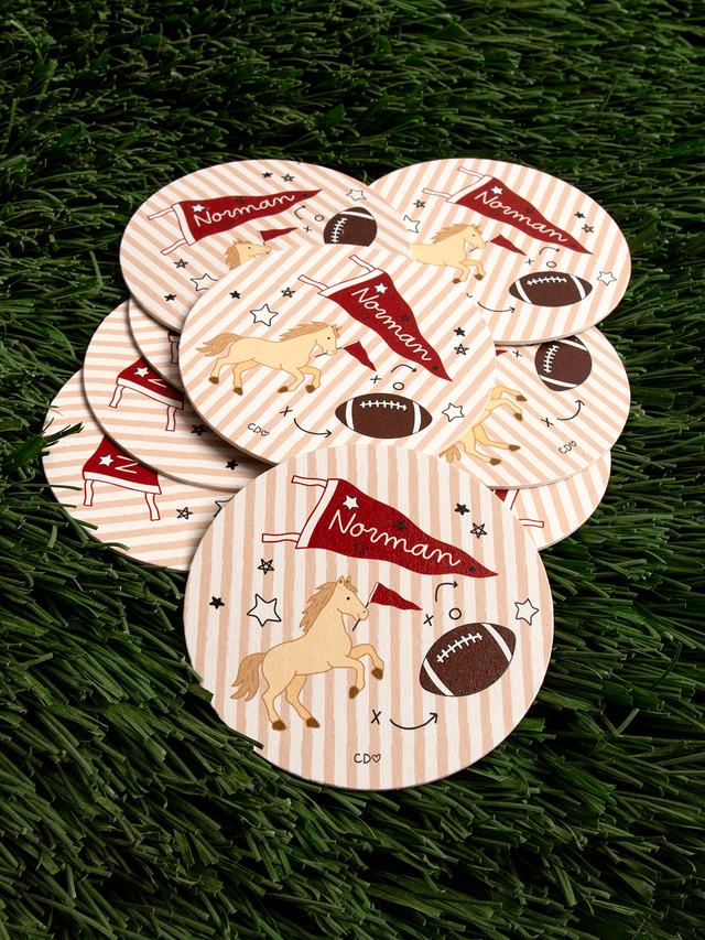 Norman Football Game Day Paper Coasters - Set of 10, 1 of 3