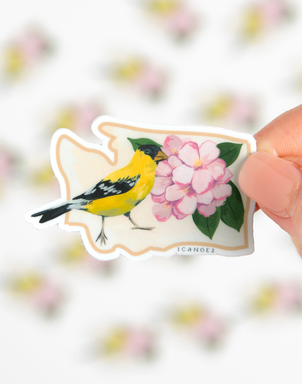 Birds & Blooms Washington Decal Sticker, 1 of 5