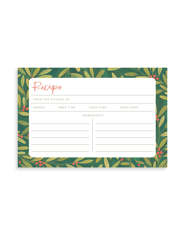 Holly Border Recipe Cards - Set of 15, 1 of 2