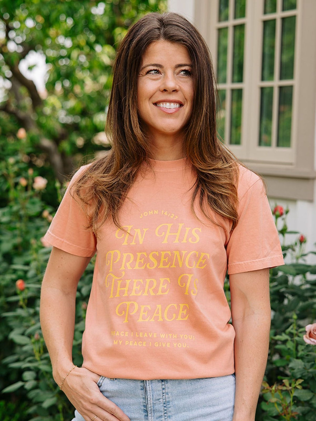 In His Presence There Is Peace Faith Tee - Terracotta, 2 of 5