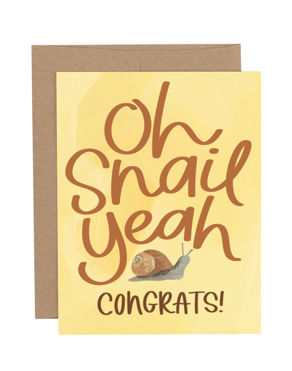 Oh Snail Yeah Congratulations Greeting Card, 1 of 1