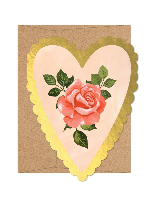 Pink Rose Heart Specialty Greeting Card, 1 of 3