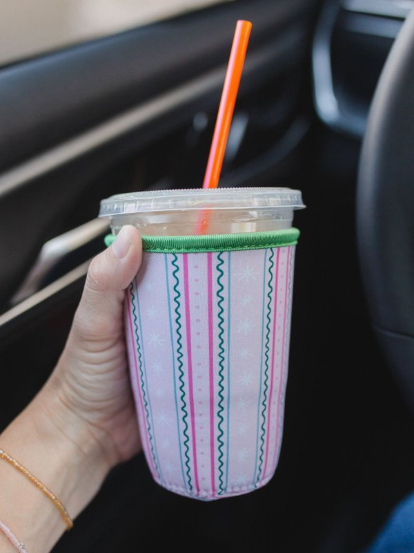 Pink & Green Striped Drink Sleeve, 1 of 5
