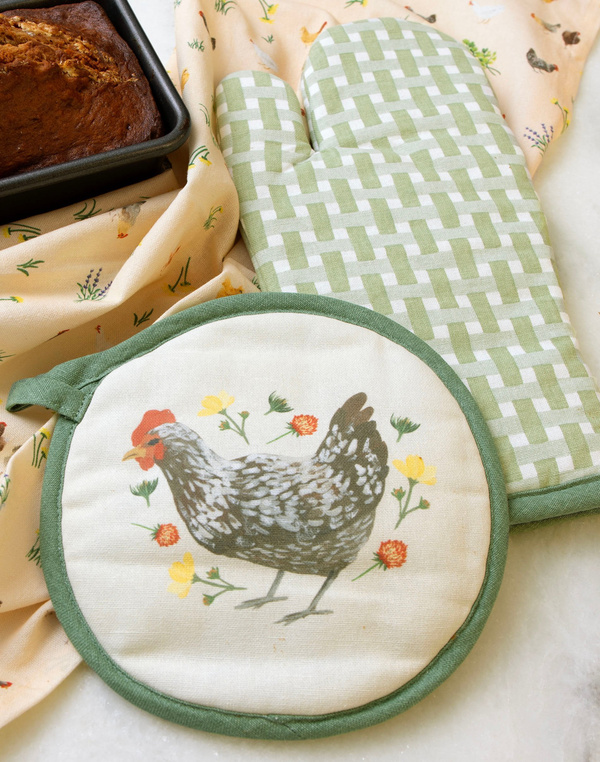 Spring Chicken Gingham Pot Holder Set, 1 of 4