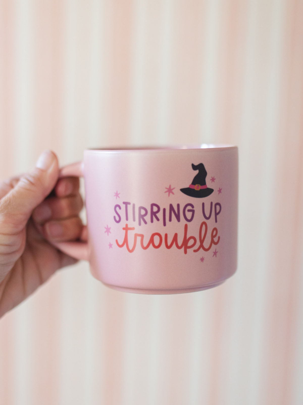 Stirring Up Trouble Halloween Witch Large Ceramic Coffee Mug, 1 of 5