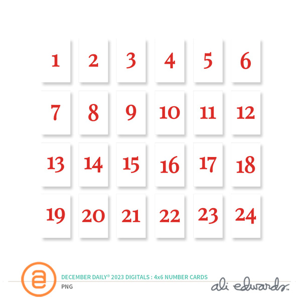 December Daily® 2023 Digital 4×6 Number Cards, 1 of 1
