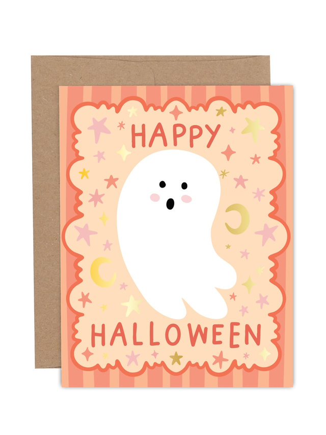 Happy Halloween Ghost Greeting Card, 1 of 1