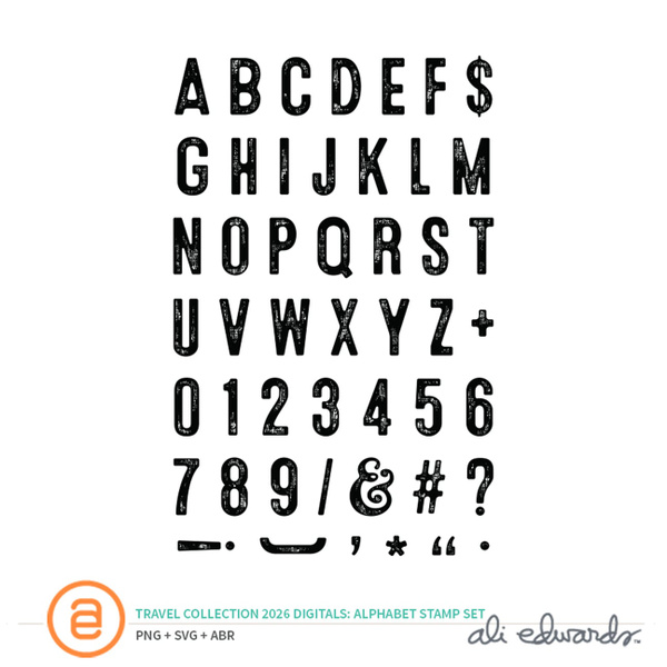 Travel Collection 2026 Alphabet Digital Stamp Set, 1 of 1