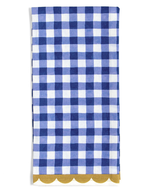 Blue Gingham Scalloped Tea Towel, 1 of 1