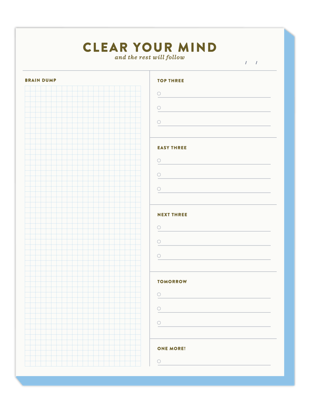 Clear Your Mind Brain Dump 8.5×11 Notepad, 1 of 1