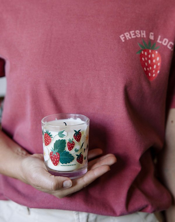 Strawberry Patch Scented Soy Hand-Poured Candle, 3 of 8
