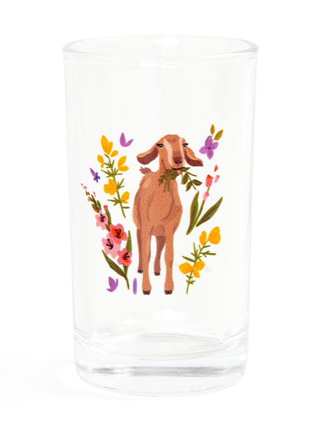 Brown Goat Folk Floral Mini Juice Glass, 1 of 6