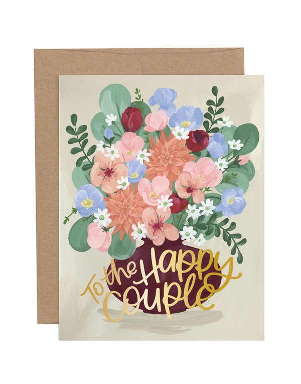 To The Happy Couple Wedding Engagement Floral Greeting Card, 1 of 2