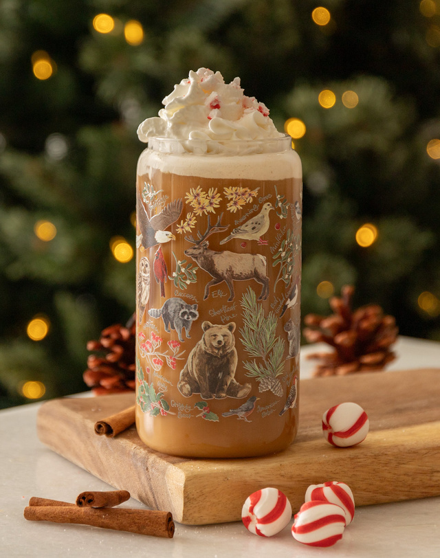 Winter Flora & Fauna 16oz Glass Can, 1 of 3