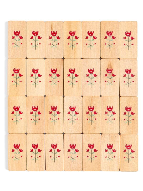 Scandinavian Floral Diamond Wooden Domino Game Set, 3 of 6