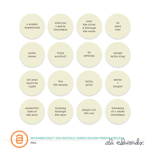 December Daily® 2023 Digital Canvas Holiday Phrases Circles, 1 of 1