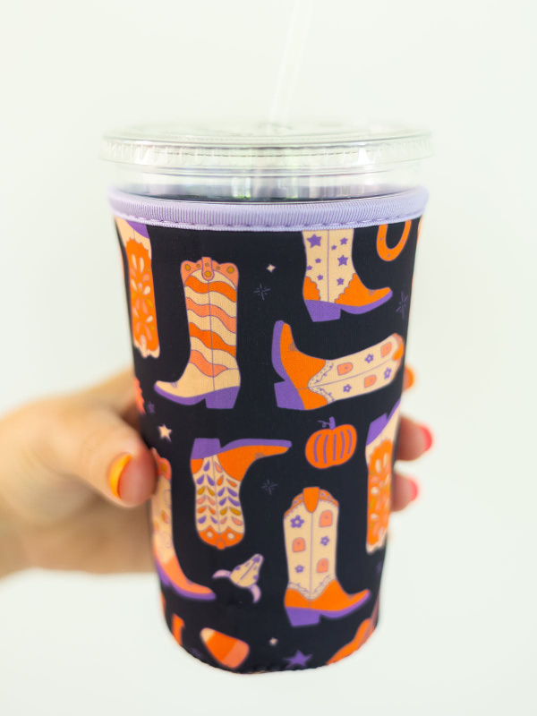 Halloween Western Cowgirl Boots Drink Sleeve, 1 of 4